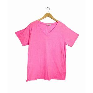 Zenana Women's V-Neck Short Sleeve Tee Shirt in Pink - Sz XL